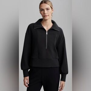 Varley Ramona Half Zip Black Ribbed Ottoman Pullover Jacket XXS
